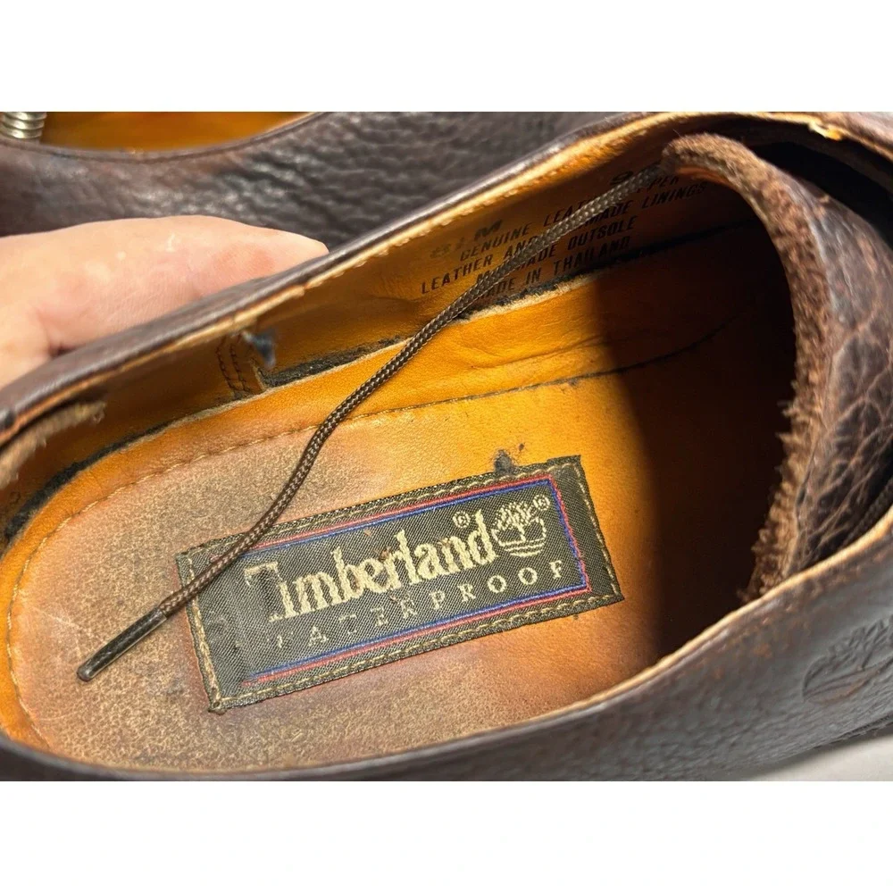 Timberland Earthkeepers 96080 Plain Toe Oxford Brown Leather Shoes Mens 8.5‎